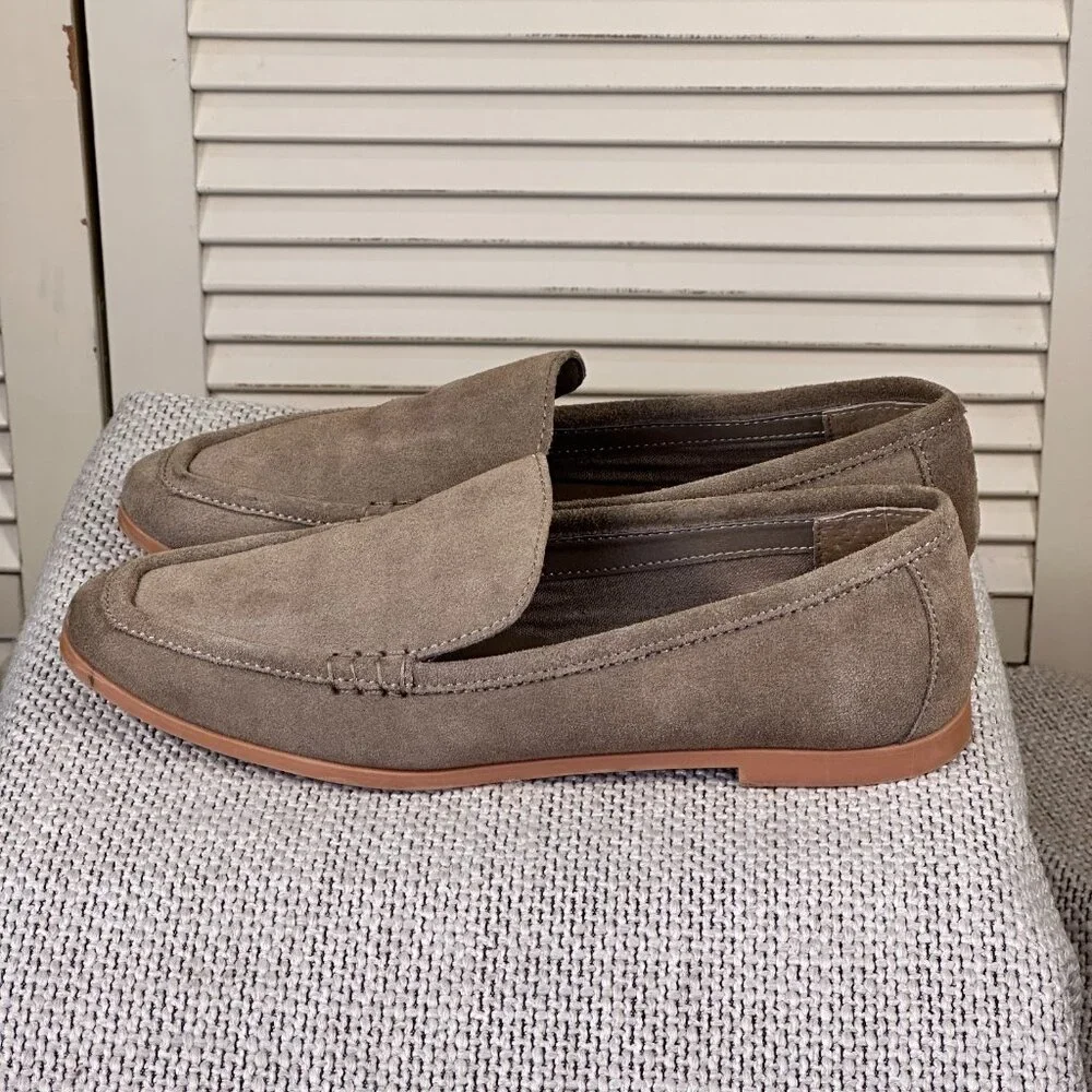 Anthropologie Dolce Vita Beny Beige Vegan Suede Leather Slip On Loafer Flats 7.5